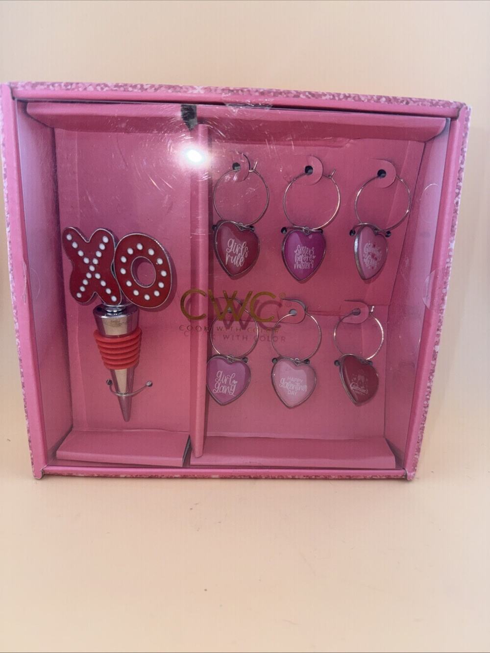 CWC Wine Glass Charms & Bottle Stopper Set Galentine's Day Showers Bridal
